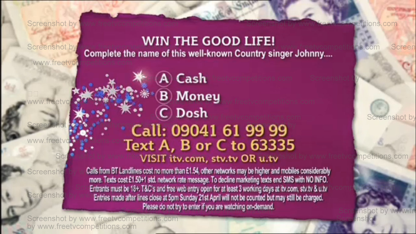 Win The Good Life This Morning Competition question & free entry, valid to 26 April 2013